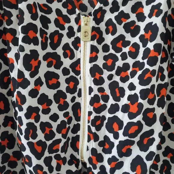 NWT Michael Kors Leopard Print Zip / Tie Blouse - Picture 2 of 8